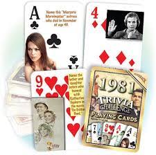 Let's find out how you know the '80s through these 80's quiz questions and answers. 1981 Trivia Challenge Playing Cards Birthday Gift