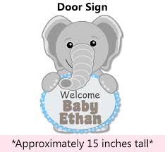 Host a stomping elephant baby shower with these ideas. Amazon Com Personalized Blue Elephant Baby Shower Or Birthday Party Welcome Sign For Boy With Optional Decorations Banner Cake Topper Centerpiece Favor Tags Or Stickers Thank Yous Made In Usa Bcpcustom