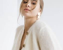 White Cable Knitted Fluffy Mohair Cardigan With Buttons, Milky Buttoned  Fuzzy Wedding Bridal Sweater, Short Winter Fall Chunky Knit Thick