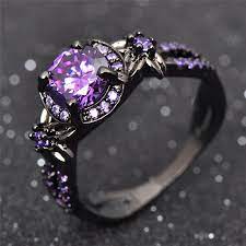 Beautiful Black Gold Amethyst Ring Comes In Sizes 5 6 7 8 9 10 11 Made Of Black Gold The Stones Are Amethy Purple Stone Rings Gold Amethyst Ring Purple Rings