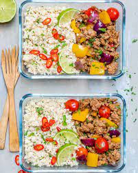 Place ground turkey and ground beef in large bowl; Ground Turkey Cauliflower Rice Recipe Healthy Fitness Meals