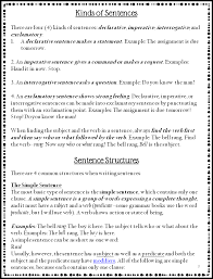 Sentence Notes For Secondary English Middle School Sentences Types Of Sentence Structure Middle School