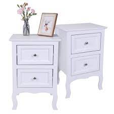 Icoco 2 Pack Bedroom Bedside Table White Wooden Bedside Cabinets With 2 Drawers Retro Drawer Bedside Premium Quality Unit Cabinet Nightstand Cabinet Buy Online In Angola At Angola Desertcart Com Productid 227445847