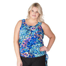 Women’s Plus Size Swim Top – Mermaids Cove Print, Size 26w