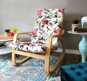White Flowers Ikea Poang Chair Cover Customized Flower Print Ikea Poang Chair Ikea Chair Dining Room Chair Cushions