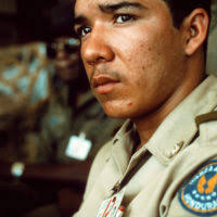 A member of the 2nd Honduran Airborne Battalion participates in an air drop  during the AHUAS TARA II (BIG PINE) operation