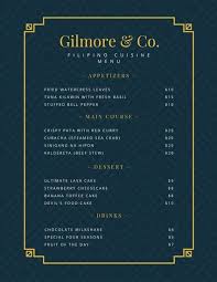 Black And Blue Drink Menu Elegant Dark Blue Bordered Fancy Menu Menu Design Menu Template Menu Design Inspiration
