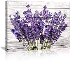 Do you want this purple flower canvas wall art for your space? Amazon Com Modern Artwork Purple Lavender Wall Decor Canvas Wall Art Retro Paintings Style Purple Lavender Flowers Picture On White Vintage Wood Background Rural For Living Room Bedroom Bathroom Decoration Posters Prints