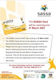 Some six million people are expected to qualify for the grants, making for payments of more than r2 billion per month. Sassa Cards Will Still Be Valid Beyond 31 March 2021 Suid Kaap Forum