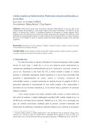 La bucuresti, modulele se desfasoara pe durata intregului an, cu optiunea unui ritm de. Pdf Limba RomanÄƒ Ca LimbÄƒ StrÄƒinÄƒ PlatformÄƒ VirtualÄƒ Multimedia Cu Acces Liber