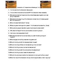 Please sign in or create your free educator account in order to print. Declaration Of Independence Primary Source Analysis Scavenger Hunt Worksheet
