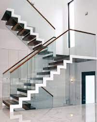 Zig Zag Staircase With Glass Balustrade Staircase Design Glass Staircase Stairs Design Modern