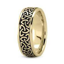 Celtic Mens Ring With Black Rhodium In Yellow Gold Rings For Men Celtic Wedding Rings Wedding Rings