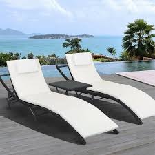 Raminez Sun Lounger Set With Cushion And Table Poolside Chaise Lounge Lounge Chair Outdoor Pool Lounge Chairs