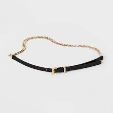 A black leather belt with our new gold or silver buckle. Women S Metal Chain Belt A New Day Black Gold Target