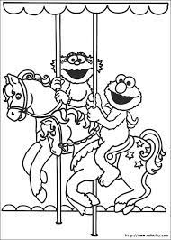 Coloriage Elmo Et Olive Au Manege Coloriage Livre De Couleur Coloriage Disney