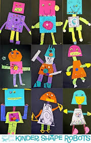 Shape Robots Art Project Deep Space Sparkle In 2020 Kindergarten Art Projects Elementary Art Projects Kindergarten Art