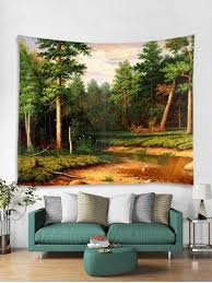 Forest And River Print Tapestry Wall Hanging Art Decor Tapestry Wall Art Wall Tapestry Diy Stone Decor