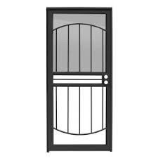 Unique Home Designs 36 In X 80 In Arbor Black Recessed Mount All Season Security Door With Insect Screen And Glass Inserts Idr0300036blk The Home Depot Unique House Design Steel Security