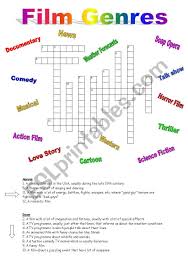Ny times crossword puzzle printable. English Worksheets Crossword On Film Genres