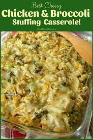Best Cheesy Chicken Broccoli Stuffing Casserole Wildflour S Cottage Kitchen Recipe Chicken Recipes Casserole Stuffing Casserole Cheesy Chicken Broccoli