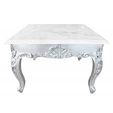Elle donnera une touche chic et haut de gamme à votre salon. Table Basse Carree De Style Baroque Avec Bois Argente A La Feuille Et Plateau En Marbre Blanc