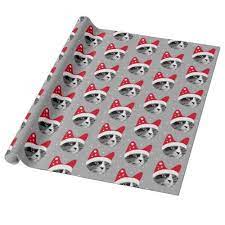 Christmas Cat In Santa Hat Wrapping Paper Zazzle Com Christmas Cats Merry Christmas Cat Cat Christmas Gift