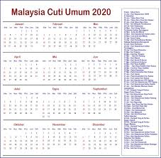 Inilah jadwal libur nasional dan cuti bersama tahun 2020. Cuti Umum Kalendar 2020 Malaysia