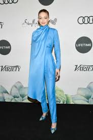 Последние твиты от gigi hadid (@gigihadid). Gigi Hadid Wears Powder Blue Jumpsuit And Matching Cape At Variety S Power Of Women Event Teen Vogue
