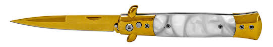 All our italian knives feature iconic italian designs. 5 Spring Assisted Switchblade Gold And Silver