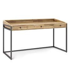 It is polished in a dark brown tone with a natural wooden texture to it. Simplihome Ralston Solid Wood And Metal Modern Industrial 60 Inch Wide Home Office Desk Writing Table Workstation Study Table Furniture In Distressed Golden Wheat With 2 Drawerss From Amazon Accuweather Shop
