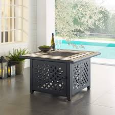 Square fire pit table, 44x44, chat height, natural gas, black top, gray by cooke. Tucson 40 1 2 Wide Square Fire Pit Table 86r38 Lamps Plus