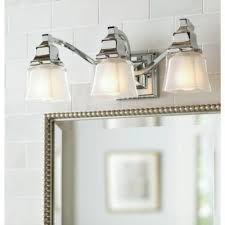 Hampton Bay 3 Light Chrome Vanity Light With Etched Glass Shades 05660 The Home Depot Bronze Bathroom Light Fixtures Contemporary Bathroom Lighting Bath Light