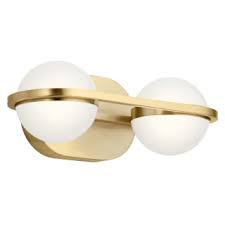 Golden lighting w cb champagne bronze bathroom sconce. Kichler 85091cg Champagne Gold Brettin 2 Light 14 Wide Led Bathroom Vanity Light Lightingdirect Com