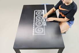 How To Upgrade An Ikea Lack Table With An Easy To Use Inlay Stencil Wood Wall Art Diy Ikea Coffee Table Ikea Lack Table