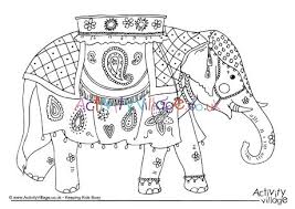 These animals can often be found in children's books or cartoons; Indian Elephant Colouring Page