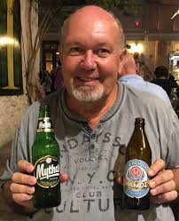 Enjoying beer at the Acropolis in Athens