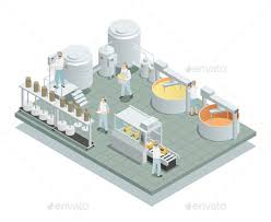 Cheese Production Factory Isometric Composition Factory Design Factory Architecture Isometric