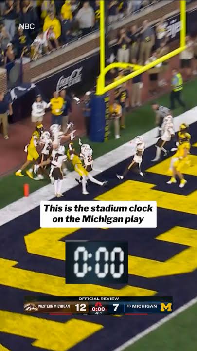 After review, officials put 1 second back on the clock. Michigan scored a  game-winning TD on the very next play. #michigan #collegefootball  #michiganfootball