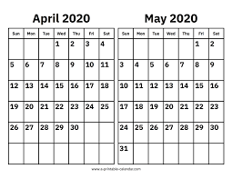 April And May 2020 Calendar Printable Calendar 2020