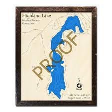 Highland Lake Ct 3d Wood Maps Nautical Charts