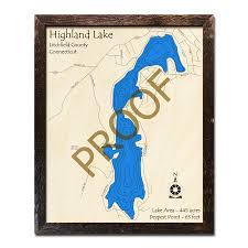 highland lake ct 3d wood maps nautical charts