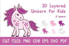 3d Layered Unicorn For Kids Cut Files Graphic By Olga Belova Creative Fabrica