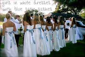 Girls In White Dresses With Blue Satin Sashes Blue Satin Satin Sash White Dress