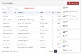 Export Html Table Data To Csv Excel Png Pdf Json Xml Using Jquery