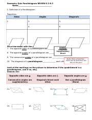 Geometry, quadrilaterals and polygons, worksheetsapril 3, 2019geevarcb. 6 2 6 3 Parallelogram Quiz Review 13 14 Doc Geometry Quiz Parallelogram Review 6 2 6 3 Name 1 Definition Of A Parallelogram Properties Sides 2 Angles Course Hero