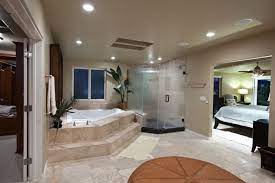 Next, you can include a curtain or sliding shower door. 25 Sensuous Open Bathroom Concept For Master Bedrooms Master Bedroom Bathroom Open Bathroom Master Suite Bathroom