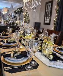 When working with a color, you may opt to do a monochromatic scheme or choose a dominant color and accent with. Dining Delight New Year S Eve Gold Black Tablescape New Years Eve Table Setting New Years Eve Decorations New Year Table