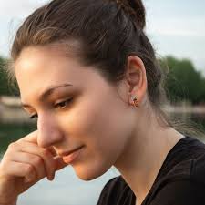 Sterling Silver and Baltic Amber Honey Amber Post Back Earrings Petra