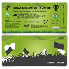 Geburtstagseinladungen kostenlos zum ausdrucken fußball. Einladung Zum Kindergeburtstag Als Fussballticket Grun G Einladungskarten Kindergeburtstag Einladungskarten Kindergeburtstag Selber Basteln Fussball Tickets